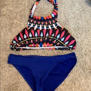 high neck aztec bikini